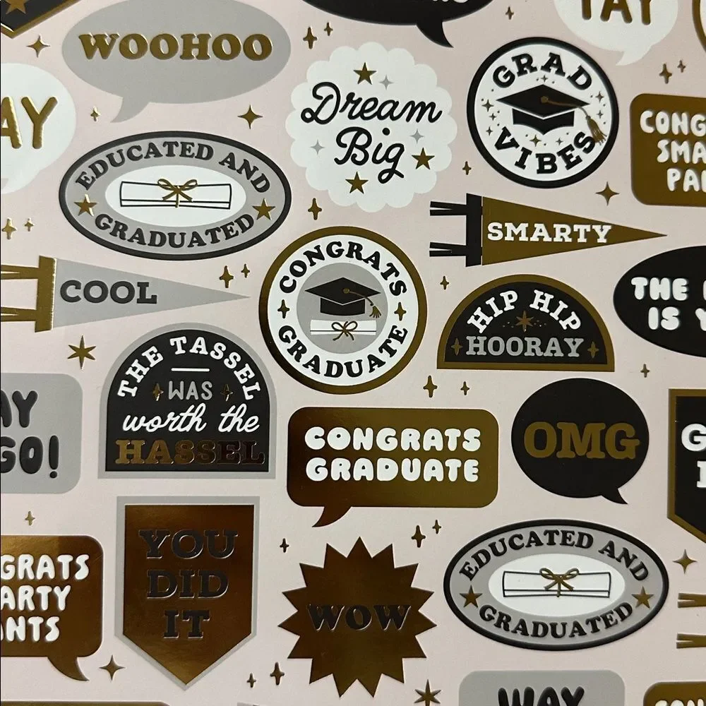elum PASTEL PINK BLACK GOLD CONGRATS GRADUATE GRAD VIBES YOU DID IT GIFT BAG